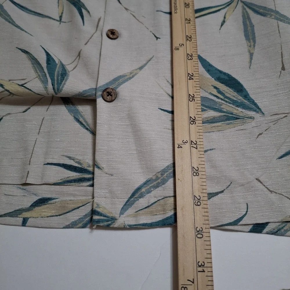 Caribbean Pure 100% Silk Hawaiian Shirt Men XL Floral Tropical Palm Short Sleeve - Picture 5 of 6